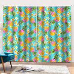 Aloha Summer Pineapple Pattern Print Pencil Pleat Curtains