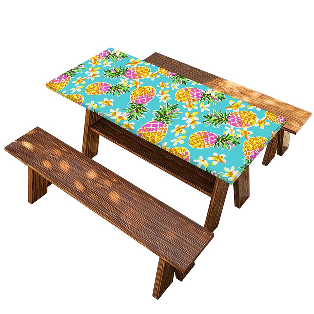 Aloha Summer Pineapple Pattern Print Picnic Table Cover