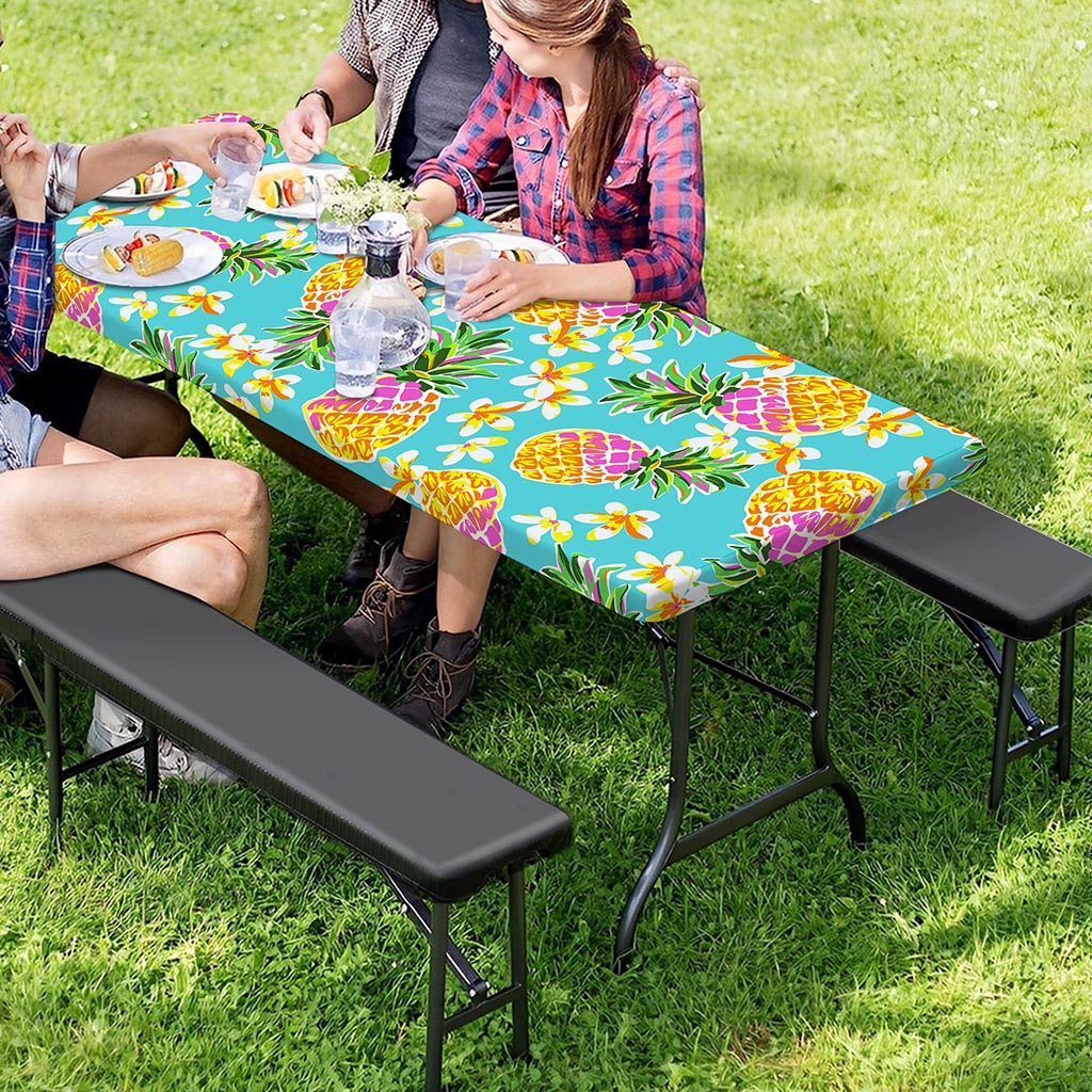 Aloha Summer Pineapple Pattern Print Picnic Table Cover