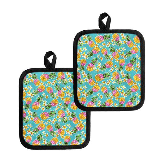 Aloha Summer Pineapple Pattern Print Pot Holders