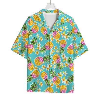 Aloha Summer Pineapple Pattern Print Rayon Hawaiian Shirt