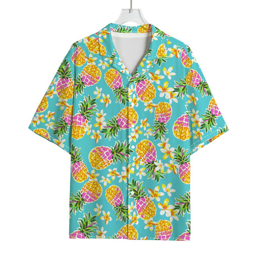 Aloha Summer Pineapple Pattern Print Rayon Hawaiian Shirt