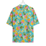 Aloha Summer Pineapple Pattern Print Rayon Hawaiian Shirt