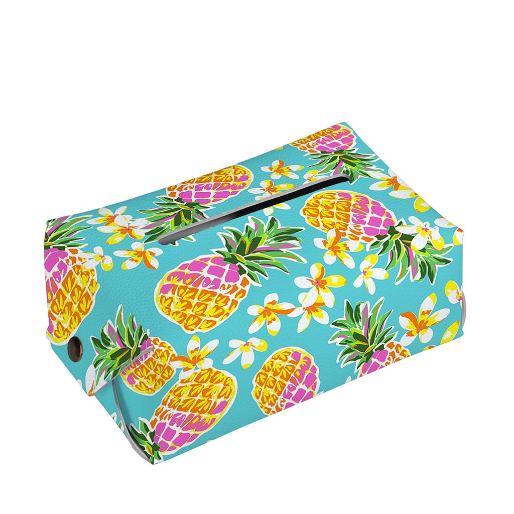 Aloha Summer Pineapple Pattern Print Rectangle Tissue Box Cover