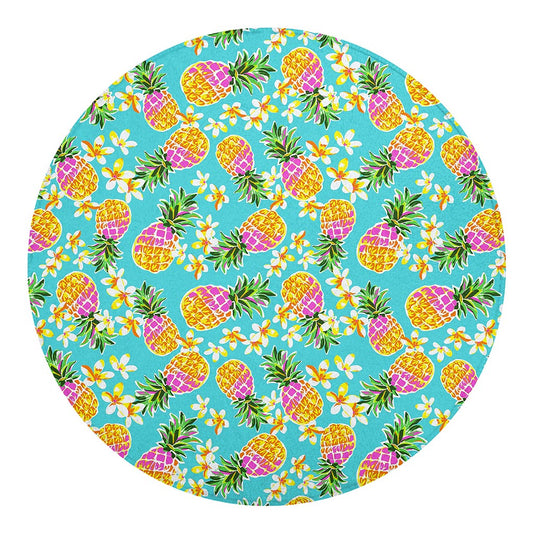 Aloha Summer Pineapple Pattern Print Round Blanket
