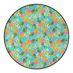 Aloha Summer Pineapple Pattern Print Round Floor Mat
