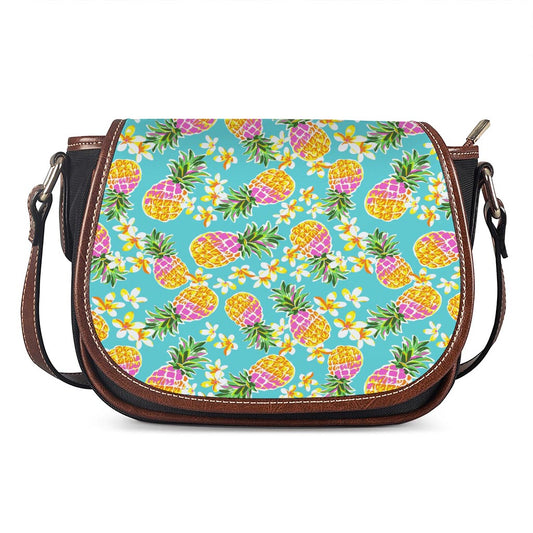 Aloha Summer Pineapple Pattern Print Saddle Bag
