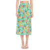 Aloha Summer Pineapple Pattern Print Side Slit Midi Skirt