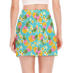 Aloha Summer Pineapple Pattern Print Side Slit Mini Skirt