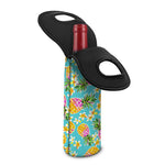 Aloha Summer Pineapple Pattern Print Single Neoprene Wine Tote