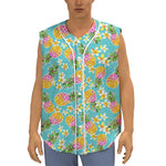 Aloha Summer Pineapple Pattern Print Sleeveless Baseball Jersey
