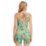 Aloha Summer Pineapple Pattern Print Sleeveless One Piece Swimsuit