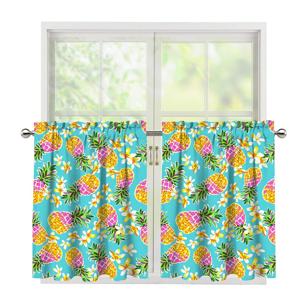 Aloha Summer Pineapple Pattern Print Tier Curtains