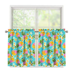 Aloha Summer Pineapple Pattern Print Tier Curtains