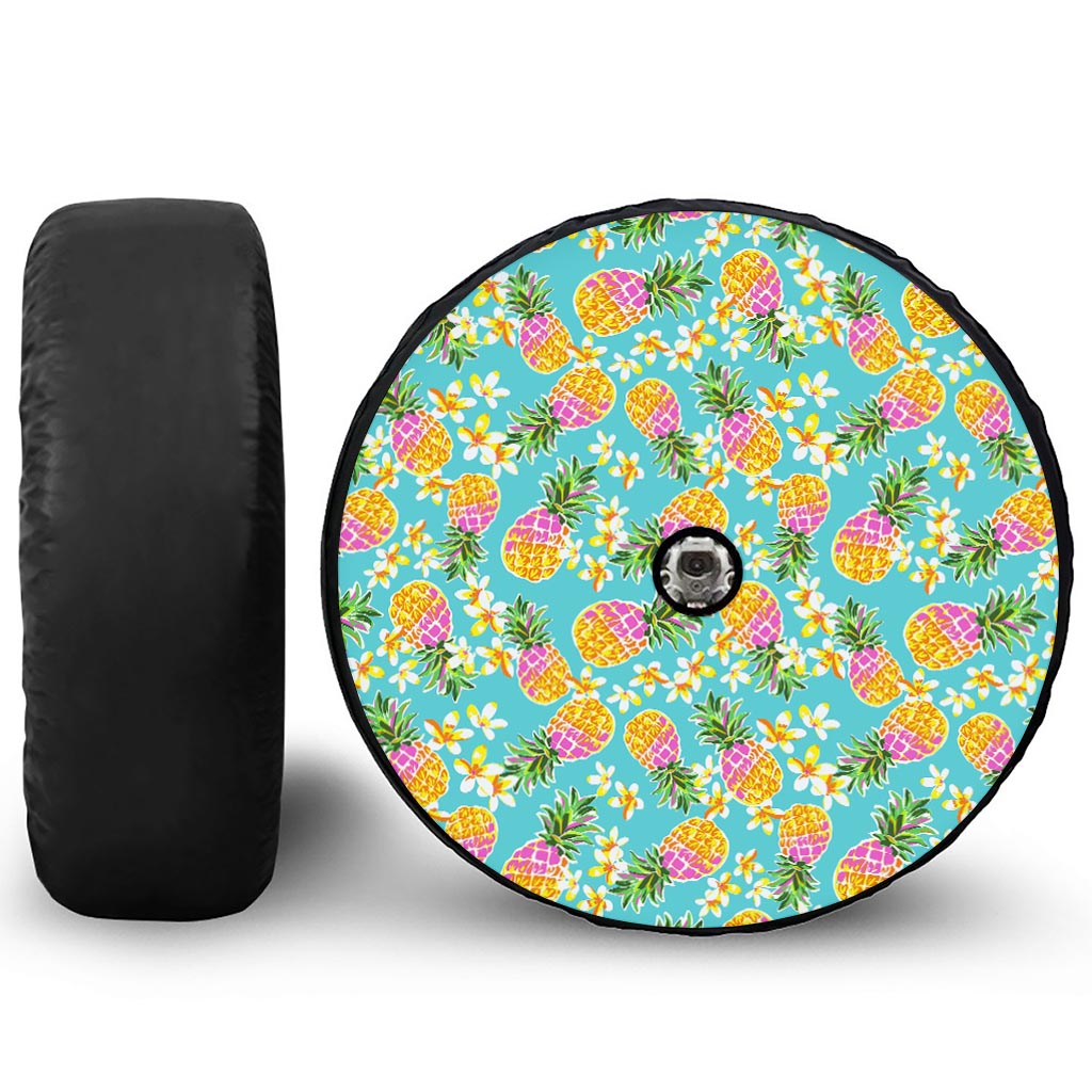 Aloha Summer Pineapple Pattern Print Tire Cover With Camera Hole
