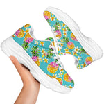 Aloha Summer Pineapple Pattern Print White Chunky Shoes