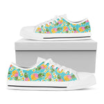 Aloha Summer Pineapple Pattern Print White Low Top Sneakers