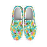 Aloha Summer Pineapple Pattern Print White Slip On Sneakers