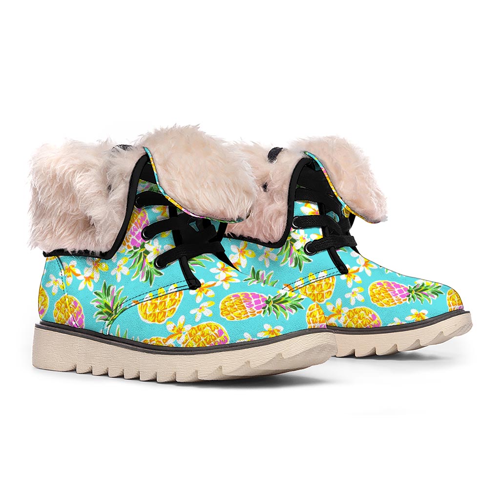 Aloha Summer Pineapple Pattern Print Winter Boots
