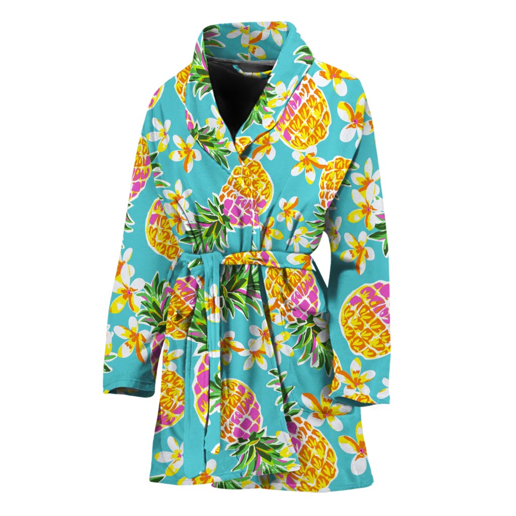 Aloha Summer Pineapple Pattern Print Women's Bathrobe