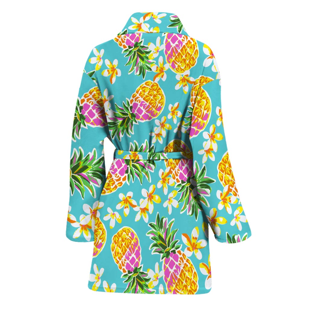 Aloha Summer Pineapple Pattern Print Women's Bathrobe