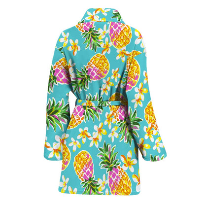 Aloha Summer Pineapple Pattern Print Women's Bathrobe