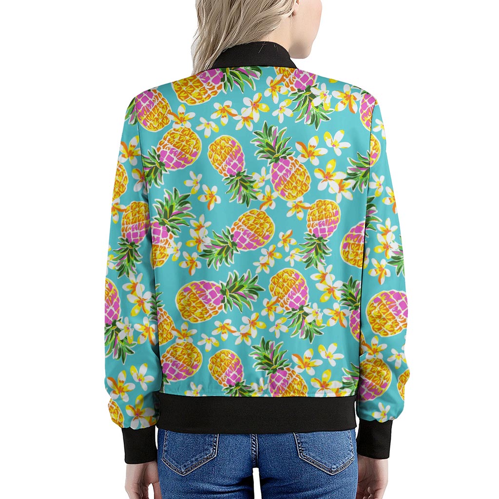 Aloha Summer Pineapple Pattern Print Women's Bomber Jacket