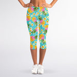 Aloha Summer Pineapple Pattern Print Women's Capri Leggings