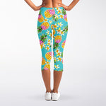 Aloha Summer Pineapple Pattern Print Women's Capri Leggings