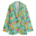Aloha Summer Pineapple Pattern Print Women's Cotton Blazer