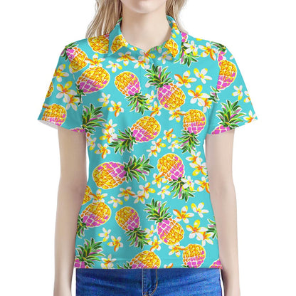 Aloha Summer Pineapple Pattern Print Women's Polo Shirt