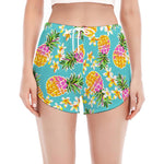 Aloha Summer Pineapple Pattern Print Women's Split Running Shorts