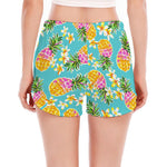 Aloha Summer Pineapple Pattern Print Women's Split Running Shorts