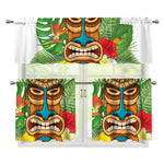Aloha Tiki Print 3 Piece Kitchen Curtains