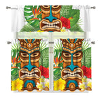 Aloha Tiki Print 3 Piece Kitchen Curtains