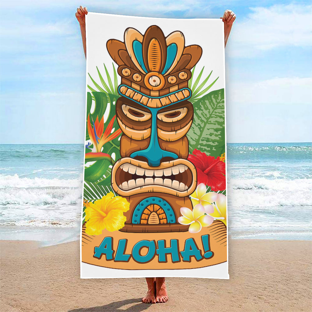 Aloha Tiki Print Beach Towel