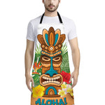 Aloha Tiki Print Bib Apron With Pocket