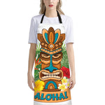 Aloha Tiki Print Bib Apron With Pocket