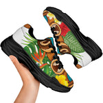 Aloha Tiki Print Black Chunky Shoes