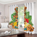 Aloha Tiki Print Dimout Grommet Curtains