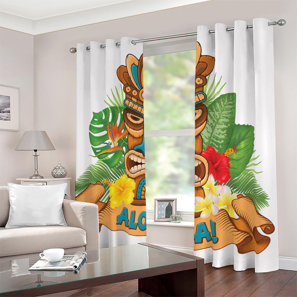 Aloha Tiki Print Blackout Grommet Curtains