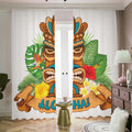 Aloha Tiki Print Dimout Pencil Pleat Curtains