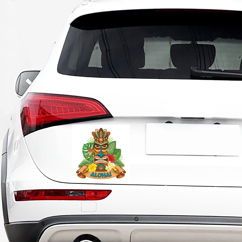 Aloha Tiki Print Car Sticker
