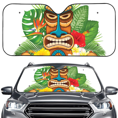 Aloha Tiki Print Car Windshield Sun Shade