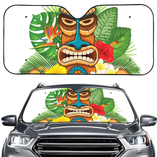 Aloha Tiki Print Car Windshield Sun Shade