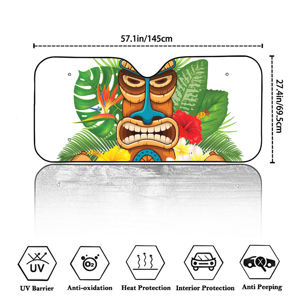 Aloha Tiki Print Car Windshield Sun Shade