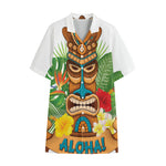 Aloha Tiki Print Cotton Hawaiian Shirt