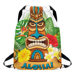 Aloha Tiki Print Drawstring Backpack