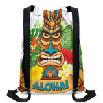 Aloha Tiki Print Drawstring Backpack