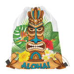Aloha Tiki Print Drawstring Bag